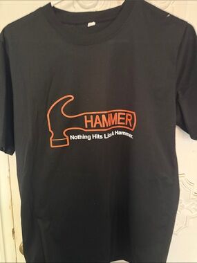 Hammer Graphic Black Short Sleeve Tee with Orange Print